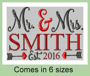 Mr. & Mrs. Family Name Frame with Date