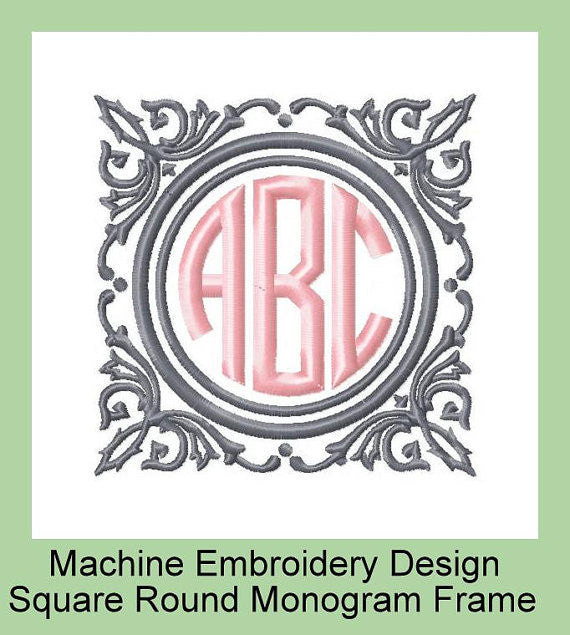 Square Round Machine Embroidery Design - Comes in 4,