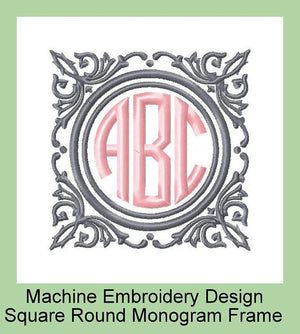 Square Round Machine Embroidery Design - Comes in 4,