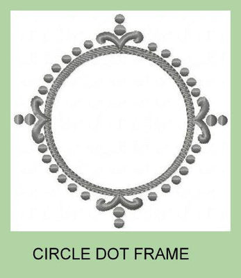 Circle Dot Monogram Frame - Machine Embroidery Design