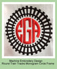 Train Track Monogram Frame - Machine Embroidery Design