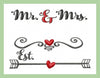 Mr. and Mrs. with Established Date - scrolly heart dividers machine embroidery design