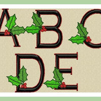 Christmas Holly Font -2 inch letters with 1.15" side letters  Machine Embroidery Font-