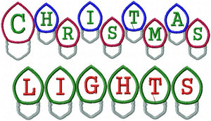 Christmas Light Bulb font - Applique letters machine embroidery design