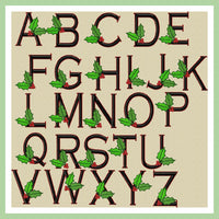 Christmas Holly Font -2 inch letters with 1.15" side letters  Machine Embroidery Font-