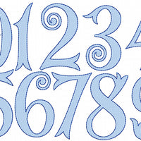 Swirly Girl Font - Fill Stitch with outline - Comes in 5 inch size, numbers,punctuation signs