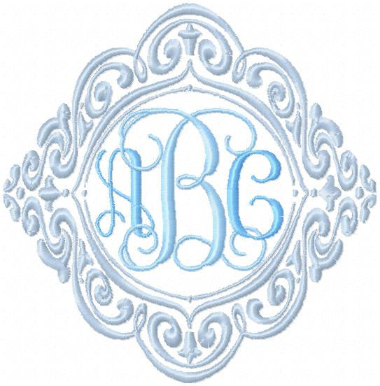 Curly Monogram Frame - machine embroidery design - Comes in 4,5,6,7,8,9 inch Sizes