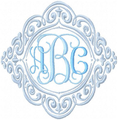 Curly Monogram Frame - machine embroidery design - Comes in 4,5,6,7,8,9 inch Sizes