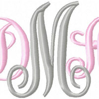 Fancy Vines Interlocking Font - Comes in 1.5,2.0,2.75,3.0 and 3.75  Inches in Size - Machine Embroidery Monogram Font