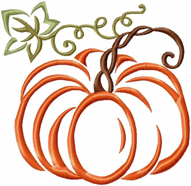 Pumpkin With Vines Machine Embroidery Design - comes in 3 versions