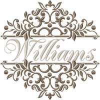 Split Flourish Floral Name Frame - machine Embroidery Design