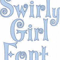 Swirly Girl Font - Fill Stitch with outline - Comes in 5 inch size, numbers,punctuation signs