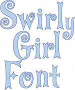 Swirly Girl Font - Fill Stitch with outline - Comes in 5 inch size, numbers,punctuation signs