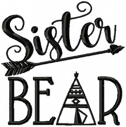 Sister Bear - Machine Embroidery Design comes in 4x4,5x5,6x6,7x7, 8x8 inch sizes