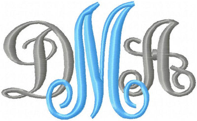 Fancy Vines Interlocking Font - Comes in 1.5,2.0,2.75,3.0 and 3.75  Inches in Size - Machine Embroidery Monogram Font