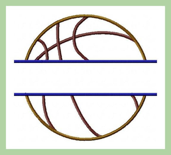 Split Basketball Applique Design - with Name Frame