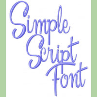 Simple Script Font  1,2, and 3 inch  Machine Embroidery Font -