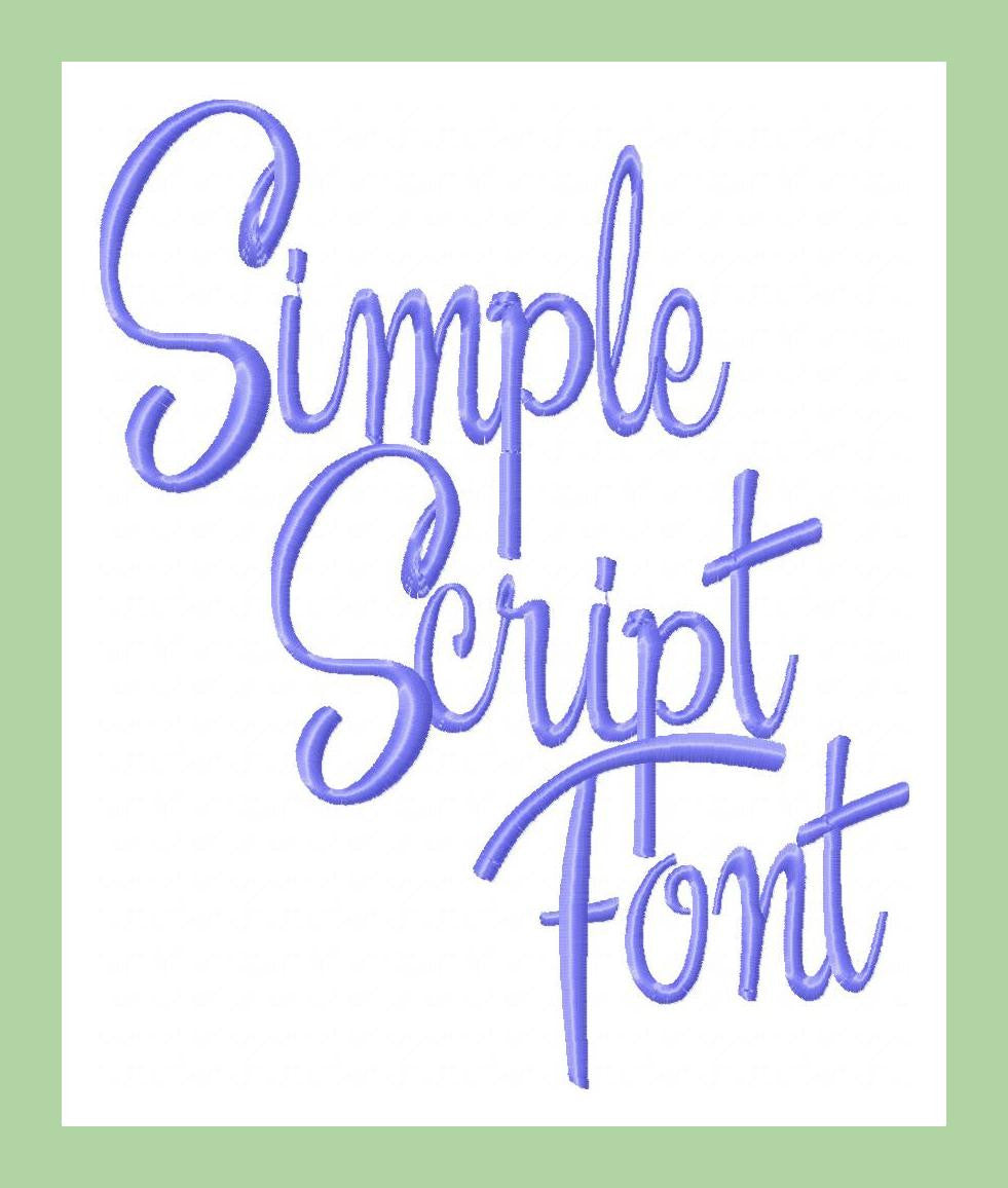 Simple Script Font  1,2, and 3 inch  Machine Embroidery Font -